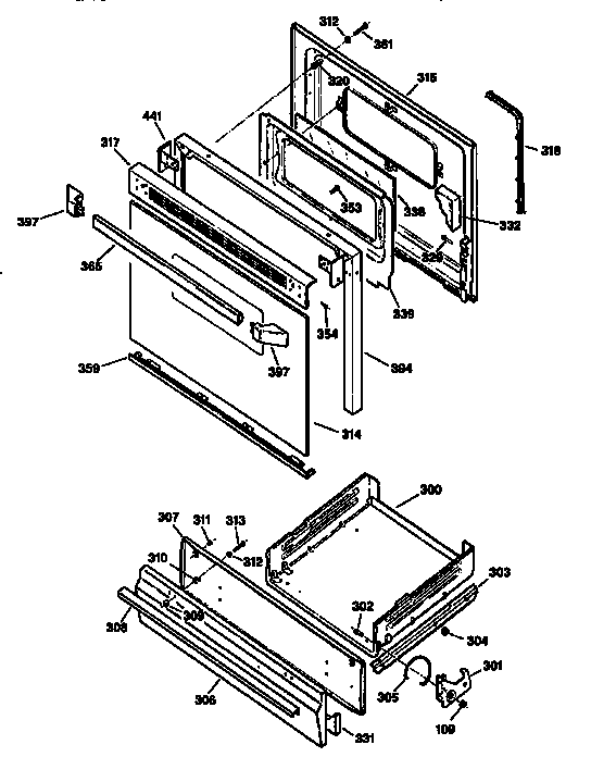 GE JGBS22GEV2AD door and drawer diagram