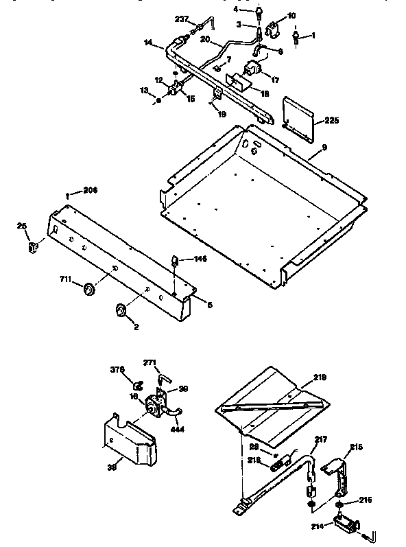 GE JGBS22GEV2WH burner assembly diagram