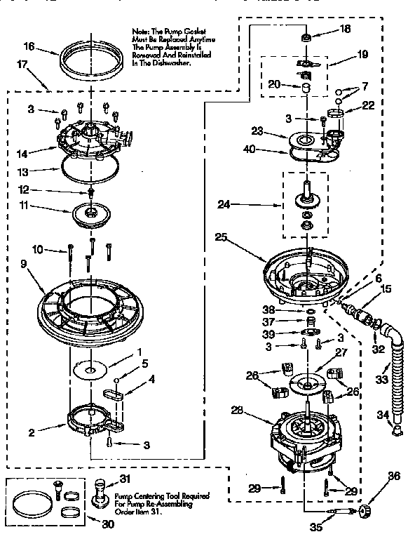 Kenmore 66516625690 pump and motor diagram