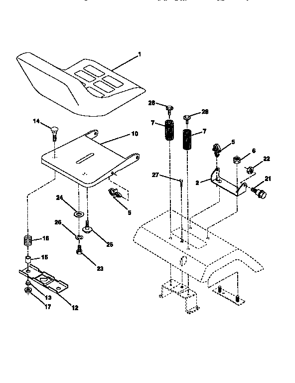 Craftsman 917256570 seat assembly diagram