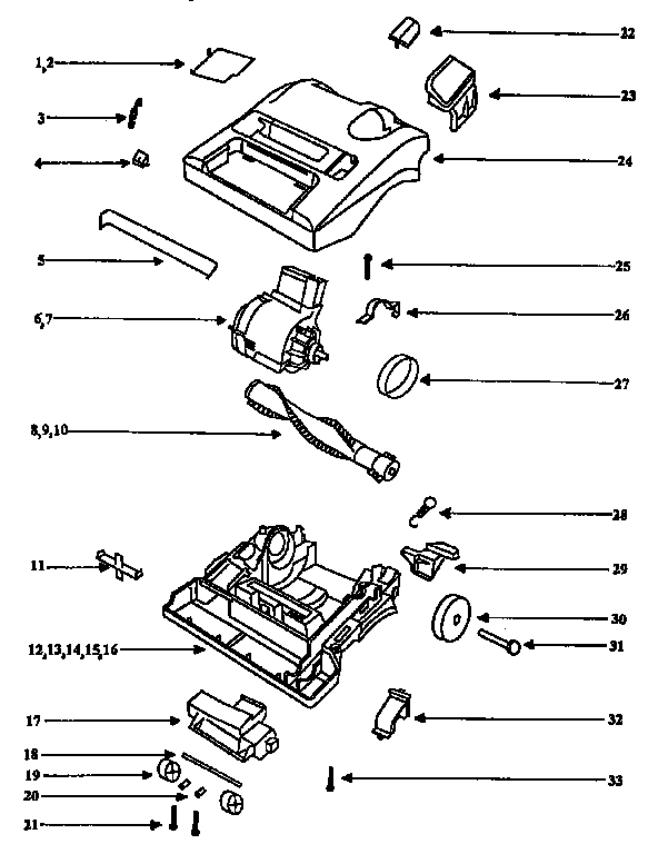 Eureka 9410ET nozzle and motor assembly diagram