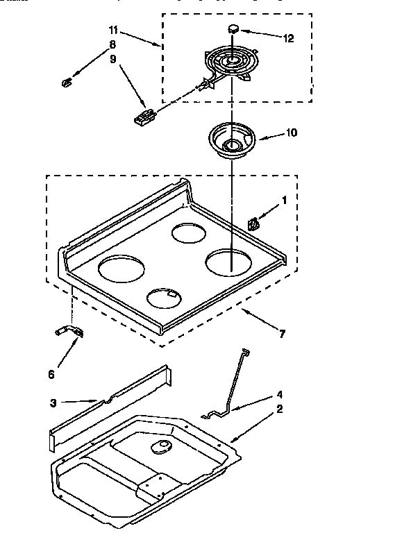 Whirlpool RF330PXDN0 cooktop diagram