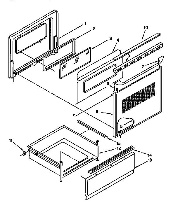 Whirlpool RF330PXDN0 door and drawer diagram