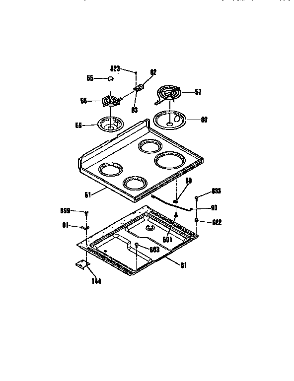 Kenmore 91191165690 main top section diagram