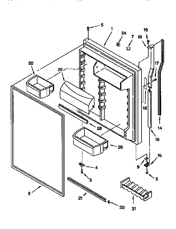 KitchenAid KTRS21MDAL03 refrigerator door diagram