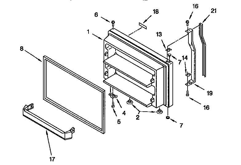 KitchenAid KTRS21MDAL03 freezer door diagram
