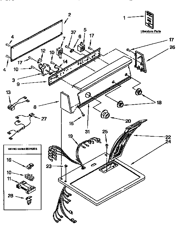 Kenmore 11096566410 top and console diagram
