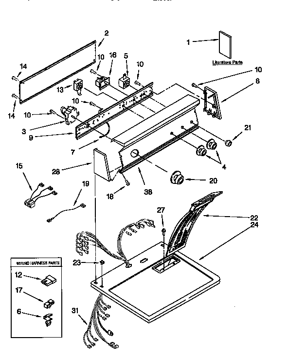 Kenmore 11097580010 top and console diagram