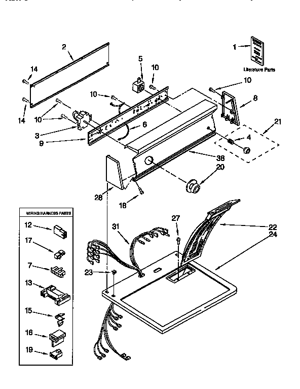 Kenmore 11097561430 top and console diagram