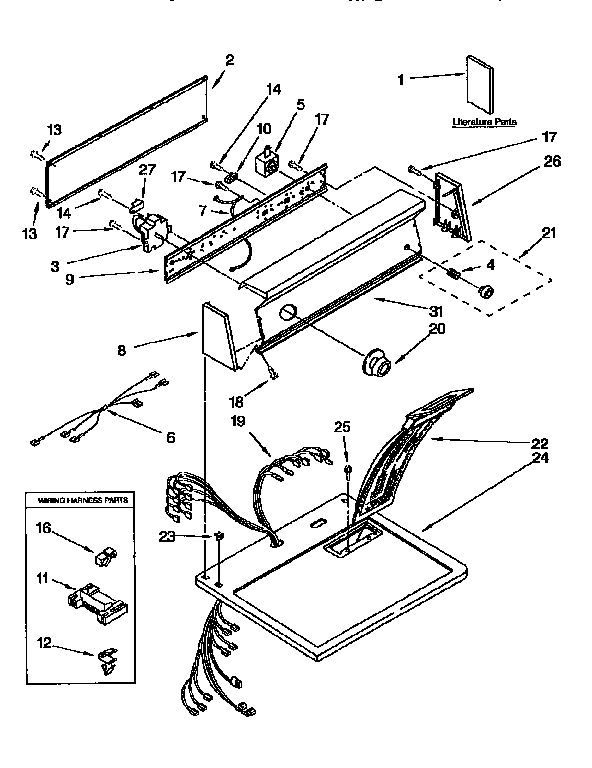 Kenmore 11096573230 top and console diagram