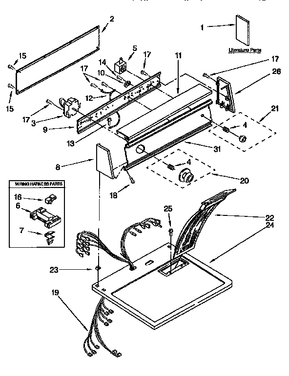 Kenmore 11096572830 top and console diagram