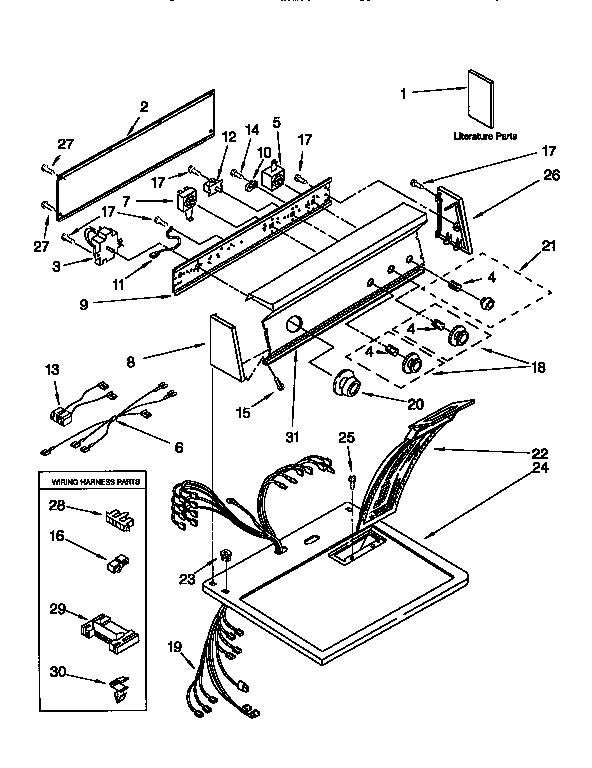 Kenmore 11096586410 top and console diagram