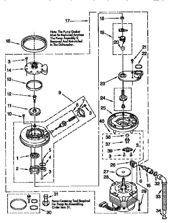Kenmore 6651684993 pump and motor diagram
