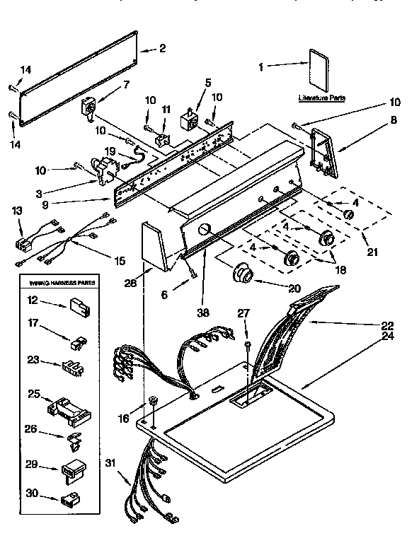 Kenmore 11097586410 top and console diagram