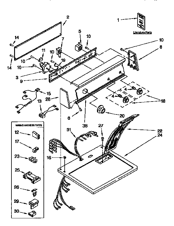 Kenmore 11097575110 top and console diagram