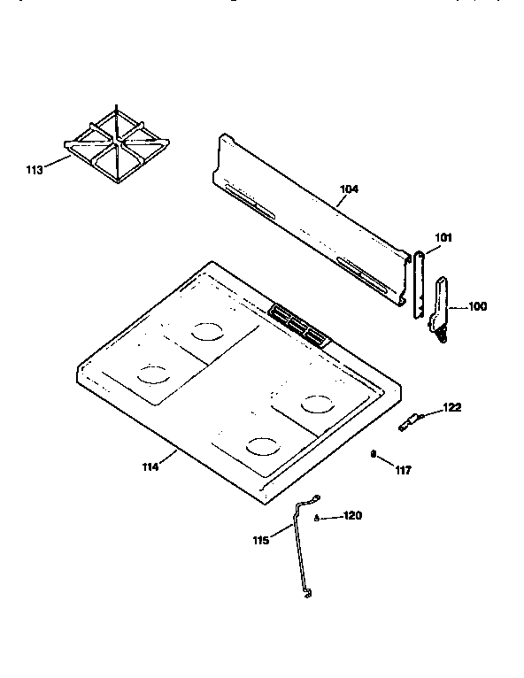 Kenmore 3626101195 main top section diagram