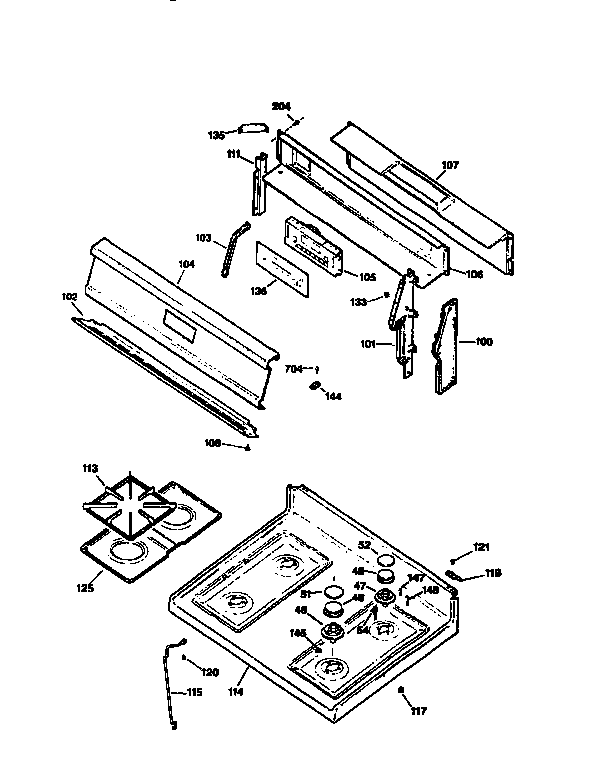 Kenmore 3627585690 main top section diagram