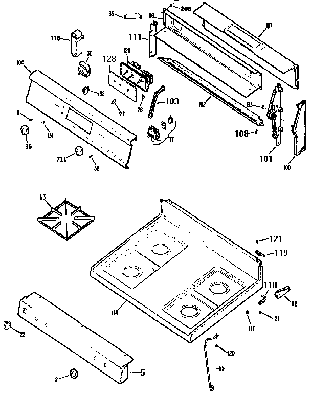 Kenmore 3627326191 main top section diagram