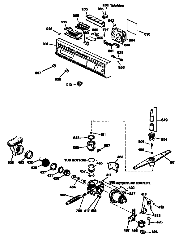 Kenmore 3631556992 escutcheon/motor pump assy. diagram