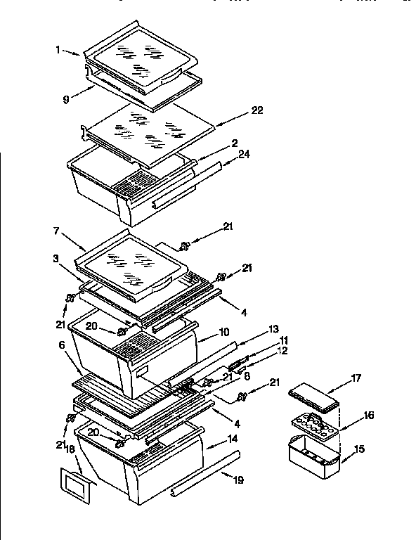 Kenmore 1069557984 refrigerator shelf diagram