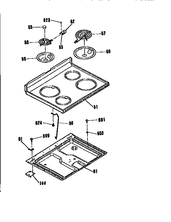 Kenmore 91193458591 main top section diagram