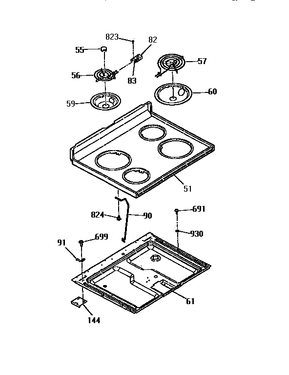 Kenmore 9119354591 main top section diagram