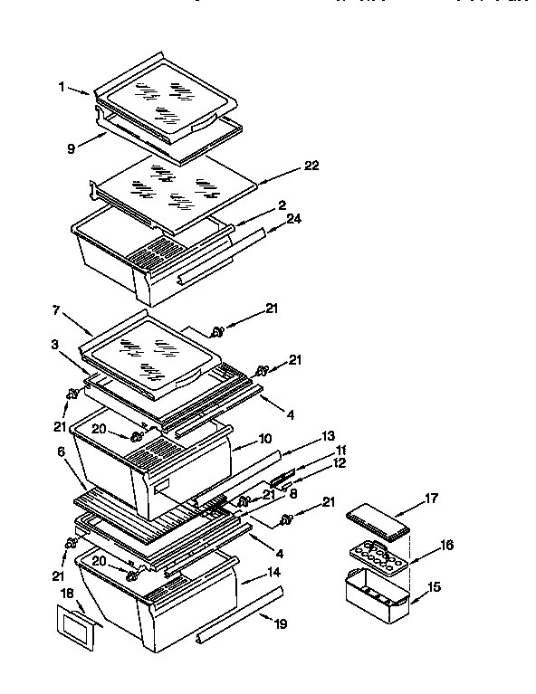 Kenmore 1069552911 refrigerator shelf diagram