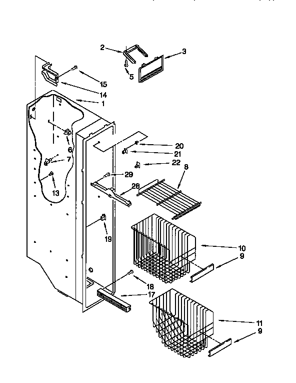 Kenmore 1069552911 freezer liner diagram