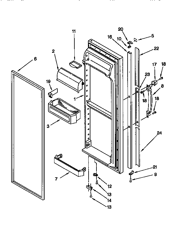 Kenmore 1069552911 refrigerator door diagram