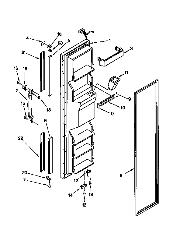 Kenmore 1069552911 freezer door diagram
