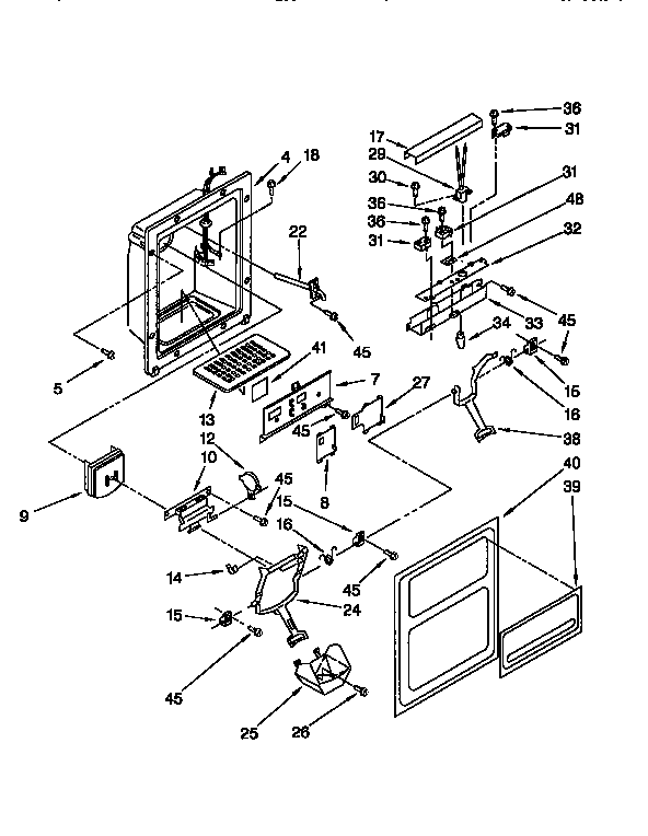 Kenmore 1069552911 dispenser front diagram