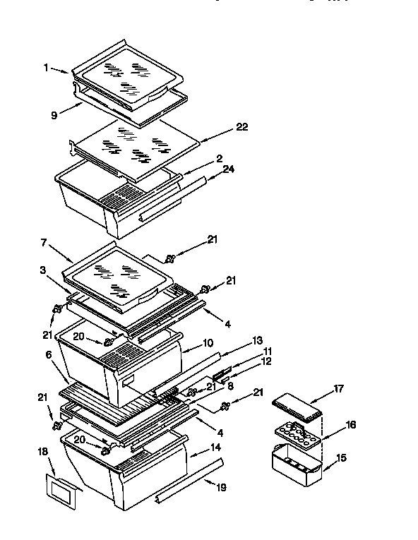 Kenmore 1069502820 refrigerator shelf diagram