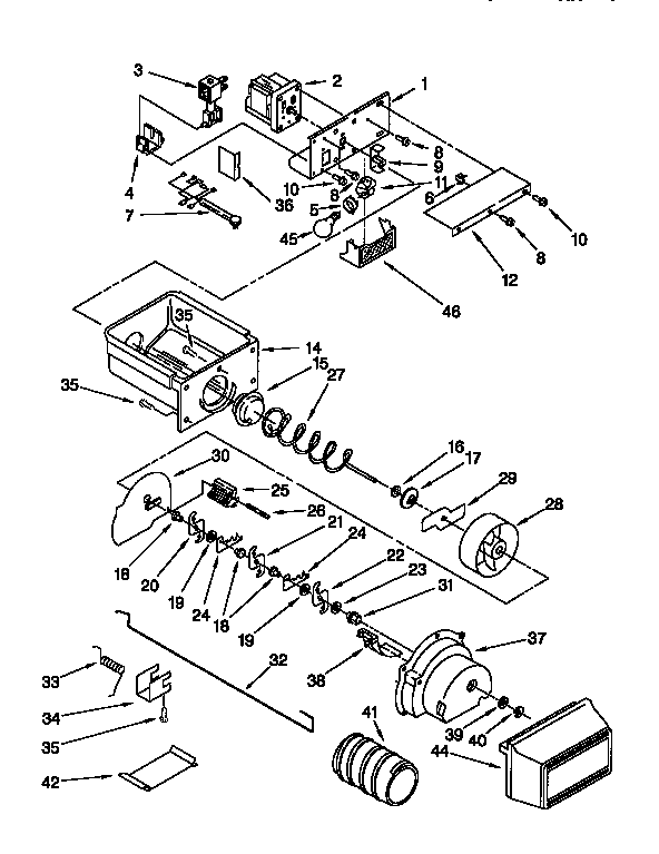Kenmore 1069502820 motor and ice container diagram