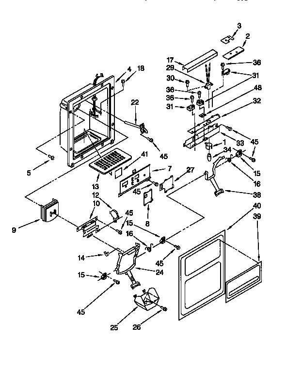 Kenmore 1069502820 dispenser front diagram