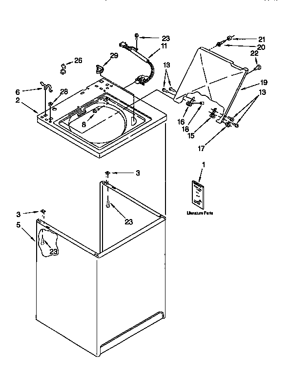 Kenmore 11092389200 top and cabinet diagram