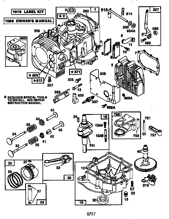 Craftsman 917256410 engine 28r707-0637-a1 (71,500) diagram