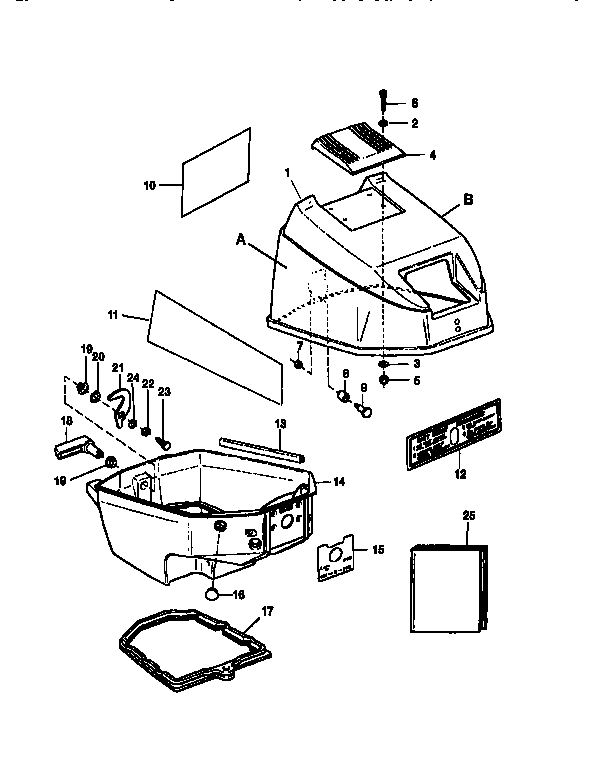 Craftsman 225581508 cowl asm-top and bottom diagram