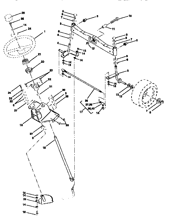 Craftsman 917251660 steering assembly diagram