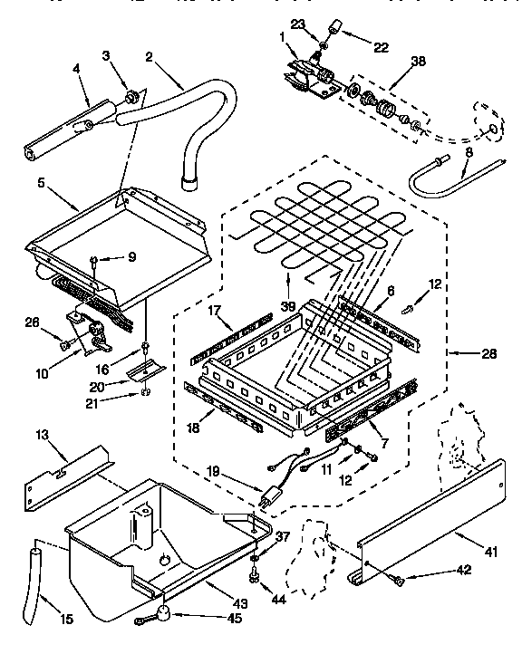Kenmore 1069864850 evaporator ice cutter grid and water diagram