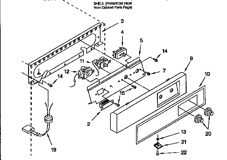 Kenmore 1069864850 escutcheon and control components diagram