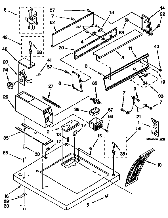 Kenmore 11086405160 top and console diagram
