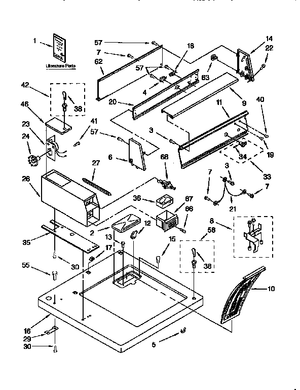 Kenmore 11087405160 top and console diagram