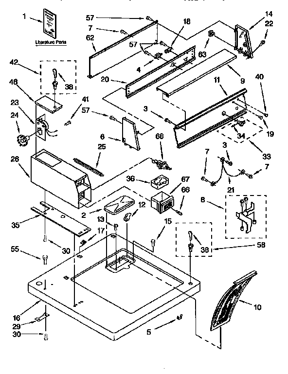 Kenmore 11087407860 top and console diagram