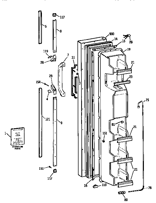 Kenmore 3639564650 freezer door diagram