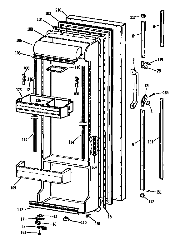 Kenmore 3639564650 fresh food door diagram