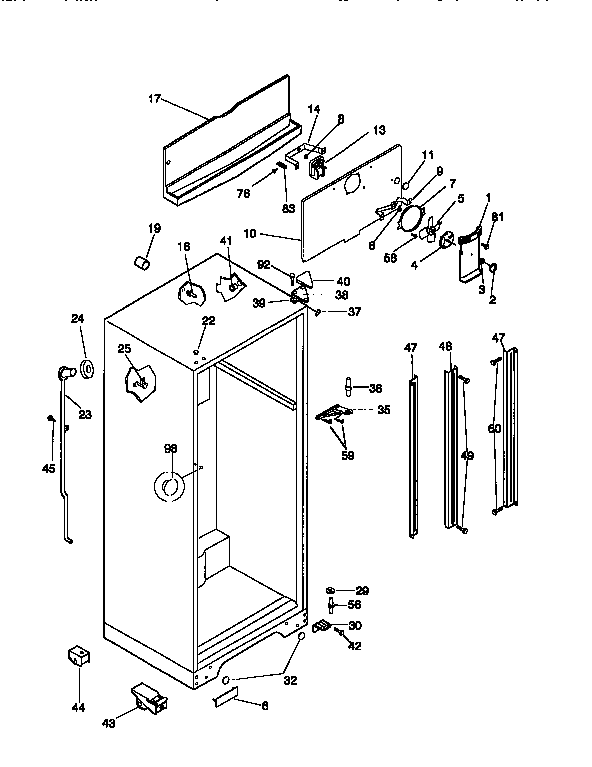 Kenmore 2539768380 cabinet parts diagram