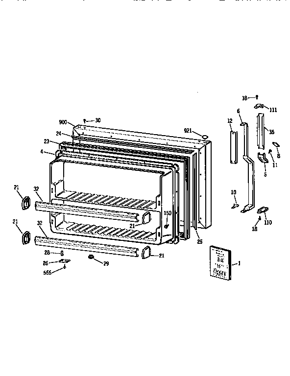Kenmore 3639661614 freezer door diagram