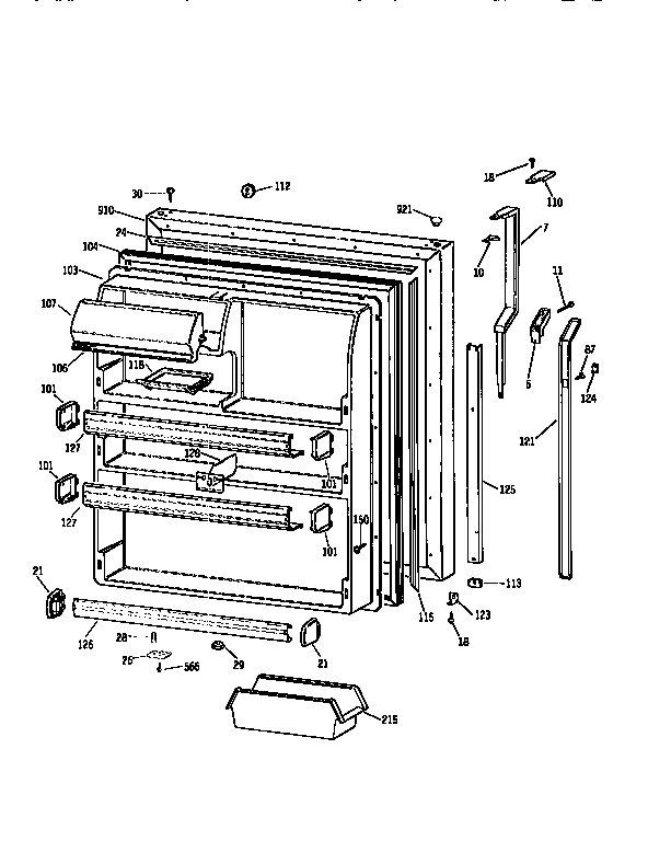 Kenmore 3639661614 fresh food door diagram