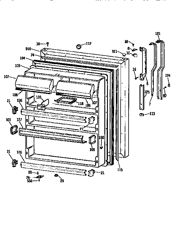 Kenmore 3639759614 fresh food door diagram