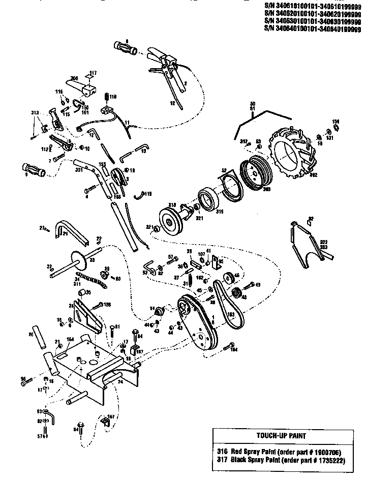 Troybilt 34064 handle assembly diagram